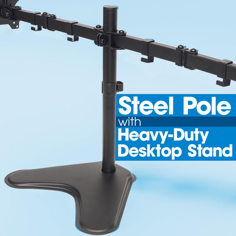 Manhattan Universal Dual Monitor Stand with Double-Link Swing Arms Holds Two 13" to 32" LCD Monitors up to 8 Kg (17 Lbs.), Black - Image 4